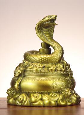 铜蛇十二生肖蛇摆件金玉满堂蛇聚宝盆蛇家居办公室装饰灵蛇聚宝