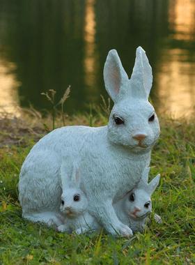户外仿真动物树脂兔子摆件园林景观小品雕塑田园庭院花园装饰品