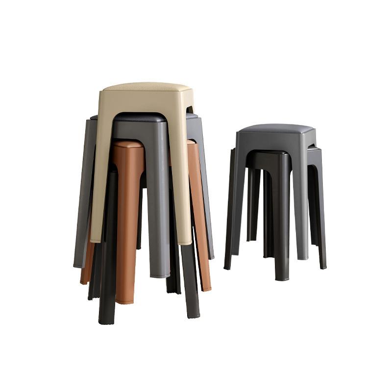 塑料软包凳子可叠放家用椅子现代简约高凳轻奢高级板凳方凳高脚凳 - 图3