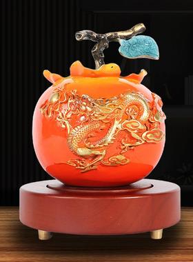 铜制摆件万事如意柿子摆件酒柜客厅玄关摆设装饰乔迁结婚生日送礼