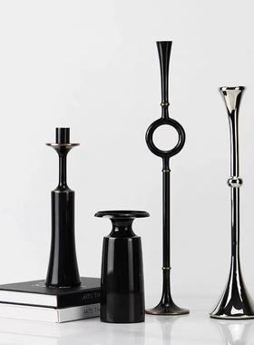 北欧现代轻奢样板间客厅餐厅摩登烛台蜡烛组合搭配摆件