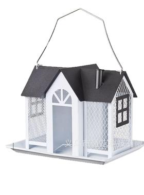 新款喂鸟器创意秋千房屋金属庭院蜂鸟松鼠喂食器户外悬挂装饰