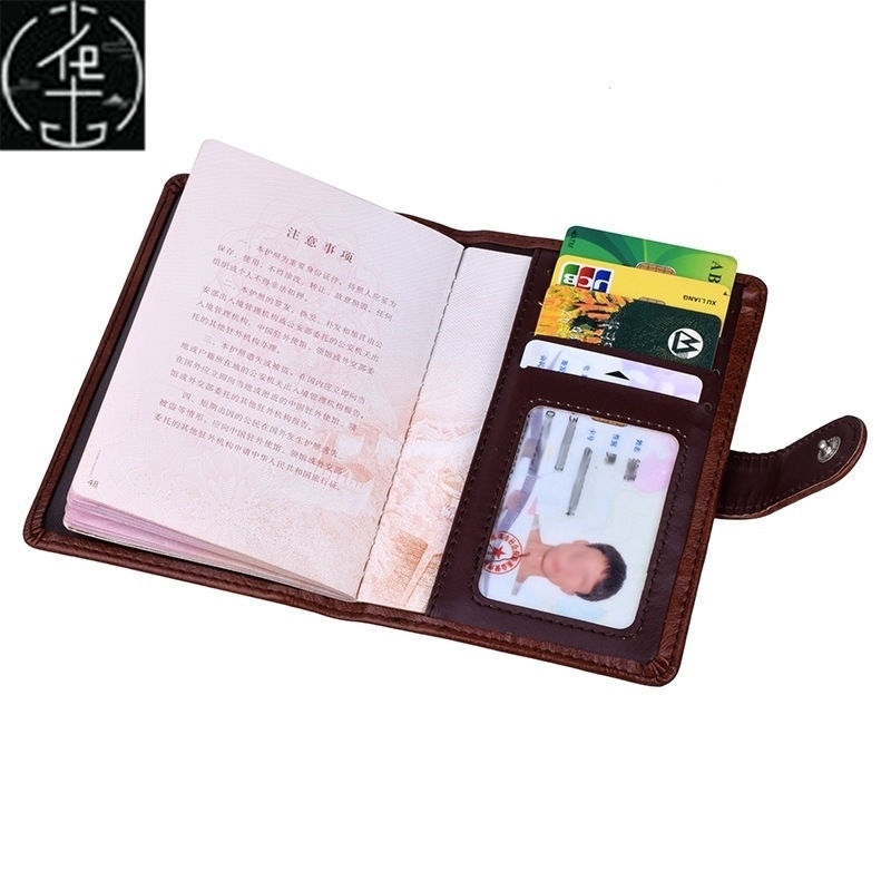 网红Hasp Passport Holder Cover Leather Wallet Women Men P - 图3