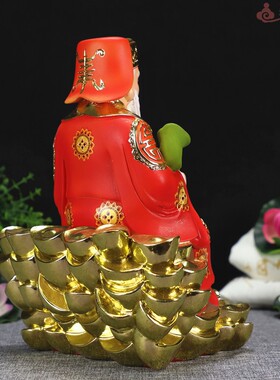 极速12寸七彩敦煌元宝土地公土地婆福德正神家居摆件树脂神像佛像