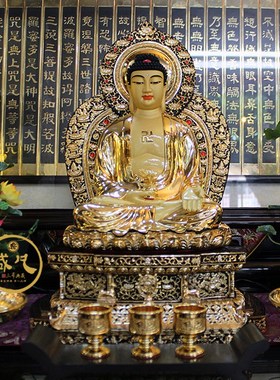 台湾铜鎏金佛像东方三圣 日光菩萨 月光菩萨 药师佛 佛堂供奉摆件