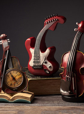 承颜美式乐器时钟模型摆件创意复古客厅展示柜酒柜玄关装饰陈列摆