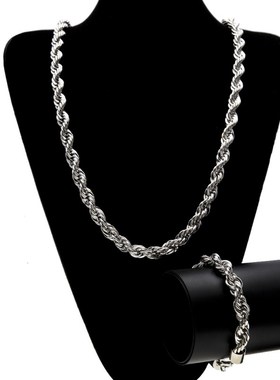 街头链子潮超粗男大金简约1cm欧美素链链麻花手錬气质嘻哈ins项链