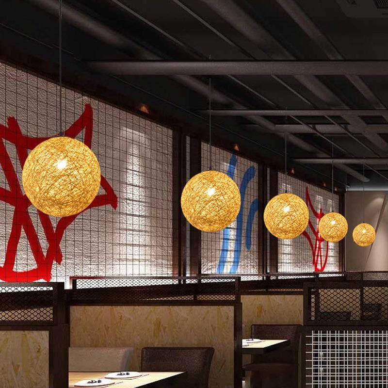 现代简约麻球吊灯咖啡厅奶茶店圆鸟巢田园蜡烛藤艺餐厅藤艺吊灯,淘宝优惠券,粉丝福利购,淘宝优惠卷