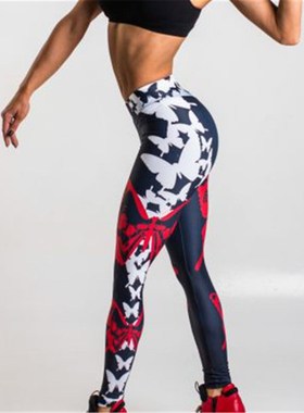 Sexy Butterflies Pattern Digital Printing Push Up Leggings F