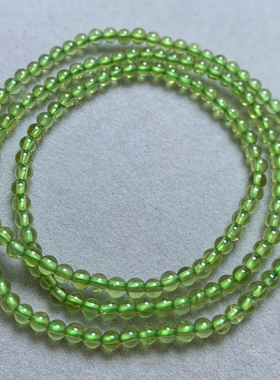 天然橄榄石三圈佛珠手链通透翠绿色水晶多圈项链手串饰品礼物女