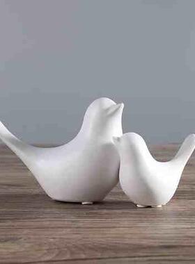 极速极简陶瓷摆件动物小鸟创意家居装饰品客厅玄关书柜酒柜陈设软