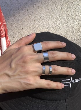 4Pcs/Set Hiphop Mens Ring Accessories Geometric Thick Size