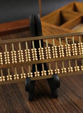 铜算盘摆件十三轴大号四方回纹实用型算盘摆件中式婚庆收礼金道具