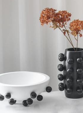 北欧艺术圆形珠点果盘摆件设计师别墅样板房客厅餐桌酒店软装饰品