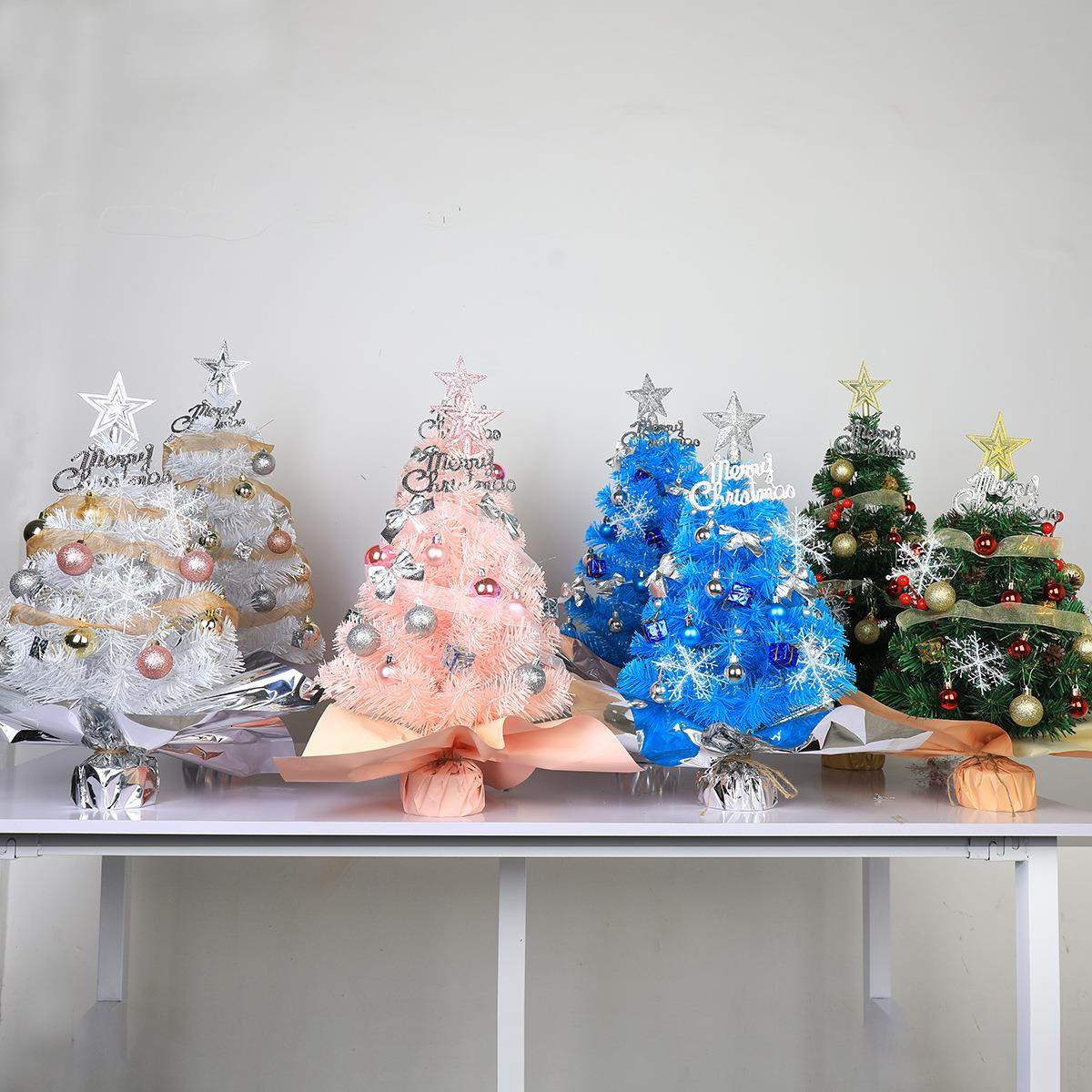 工厂直销小型迷你圣诞树套餐白色粉色60cm桌面摆件装饰品,淘宝优惠券,粉丝福利购,淘宝优惠卷