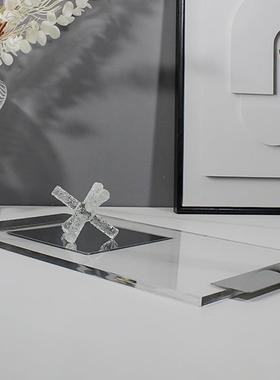 简金约几现代纳透明亚克力属几何托盘样WRW板茶桌面收摆件装饰轻