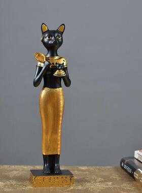 欧式创意梳妆台装饰品古埃及猫神摆件家庭守护神法老占星师招财猫