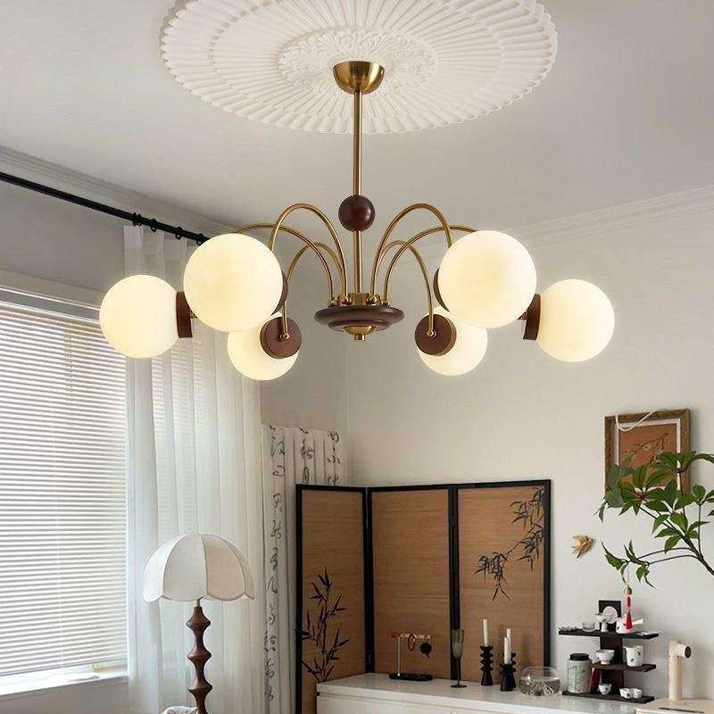 中古客厅主灯高级感法式复古实木卧室书房美式胡桃色餐厅魔豆吊灯,淘宝优惠券,粉丝福利购,淘宝优惠卷