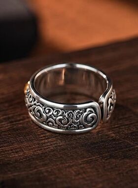 金刚杵戒指男银色复古旧藏式创意开口指环创意设计高级感精致文艺