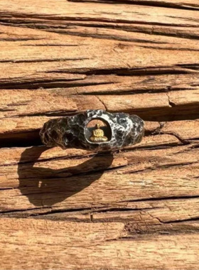 《龙门石窟》石窟佛戒指磐石纹理手工锻打指环传统文化复古精致