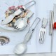 Outdoor tableware camping picnic folding fork and spoon set camping stainless steel three-fold salad spoon fork telescopic spoon