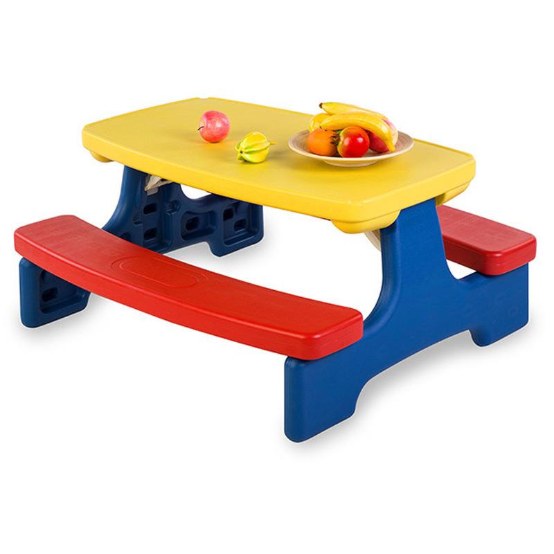 Foldable children's outdoor table and chair with umbrella portable four-person picnic game table furniture kindergarten learning desk