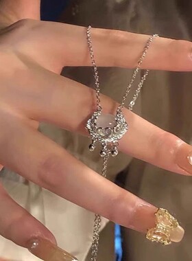 新款国风祥云锁项链平安吉祥高级轻奢小众中式设计白玉髓女锁骨链