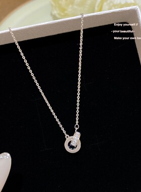韩版双环圆形钛钢项链配饰女新款小众设计日常百搭网红爆款锁骨链
