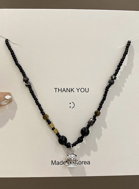 新中式国风醒狮串珠项链女款复古轻奢小众毛衣链秋冬甜酷中古配饰