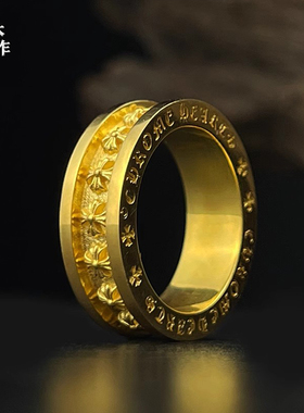 三木手作美式哥特轻奢情侣金戒指