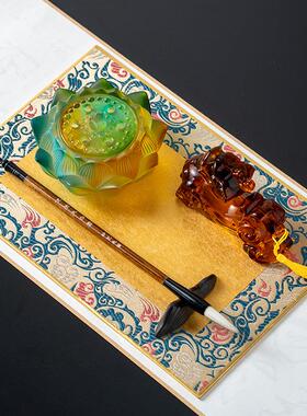 新中式桌禅意莲香炉花貅摆RZB-2630件样貔板间售楼处茶几书组合装