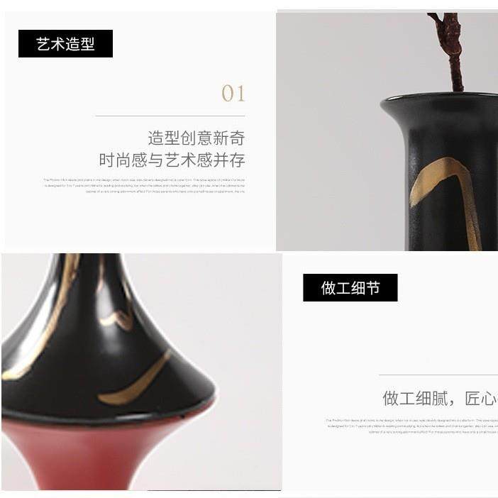 新中厅式禅意陶瓷描金胆瓶花瓶摆客房玄件关书家居插花装PXE饰品,淘宝优惠券,粉丝福利购,淘宝优惠卷