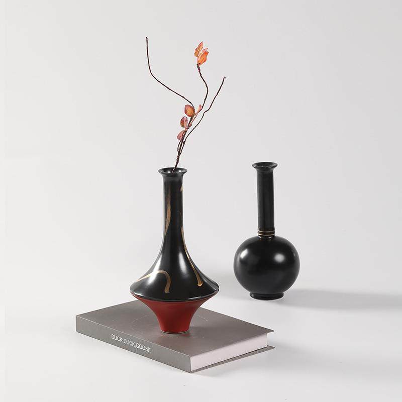 新中厅式禅意陶瓷描金胆瓶花瓶摆客房玄件关书家居插花装PXE饰品,淘宝优惠券,粉丝福利购,淘宝优惠卷