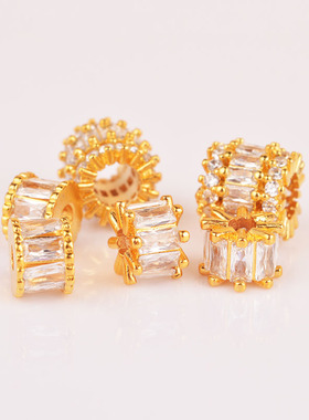 沙金配件镶锆钻路路通隔珠