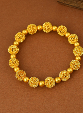 IOEKO女黄铜无复古镂空花珠手链