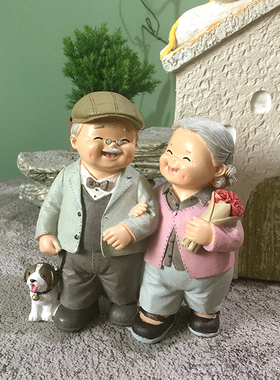 创意老两口情侣摆件结婚礼u物家居小装饰品酒柜玄关摆设高档工艺