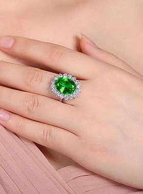 好货Open luxury royal concubine emerald diamond ring zirconi