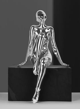 空山基机械姬女神摆件高级家居轻奢艺术装饰O客厅桌面电镀人物雕