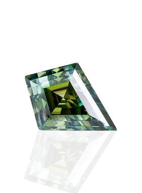 梧州工厂手工制作特殊异形莫桑1-4克拉风筝形莫桑裸石蓝绿色裸钻