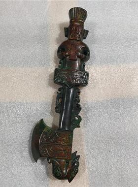 供应古玩杂项岫玉做旧工艺品勾斧剑戟红山文化兵器摆件