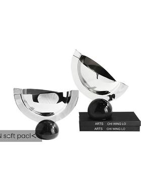 北欧现代几何不锈钢花器果托盘摆件样板间客厅酒柜酒店吧玄关花瓶