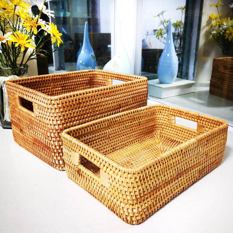越南藤编收纳筐桌面茶几衣物家用编织收纳盒水果零食篮子储物箱,淘宝优惠券,粉丝福利购,淘宝优惠卷