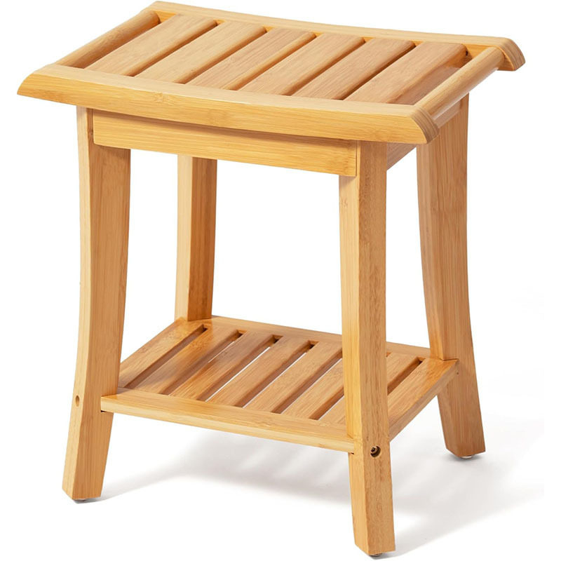 竹制淋浴凳带储物架 实木淋浴凳浴室座椅 客厅卧室和花园收纳架,淘宝优惠券,粉丝福利购,淘宝优惠卷