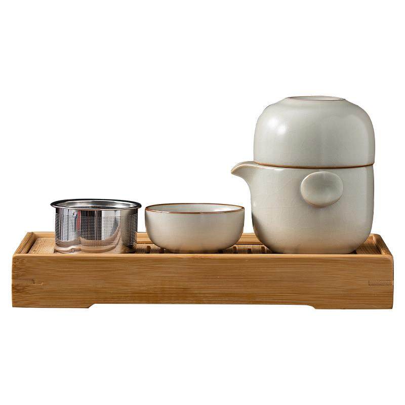 汝窑快客杯一壶一杯单个人专用简易手抓泡茶壶茶杯便携式旅行茶具,淘宝优惠券,粉丝福利购,淘宝优惠卷