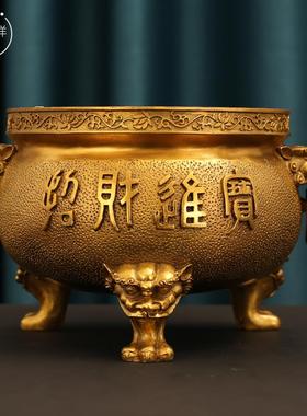 金玉满堂香炉供全铜鼎炉香上香家用黄铜室内大尺寸供佛烧焚供财神