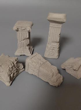 建筑废墟欧式罗马柱水泥混凝土鱼缸造景创意装饰水泥布景桌面摆件