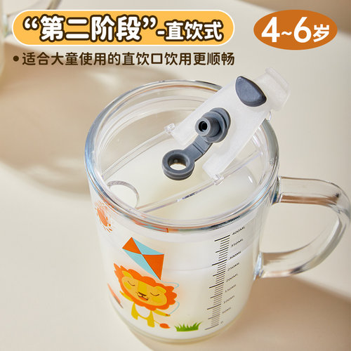 儿童刻度牛奶杯微波炉可加热玻璃杯泡奶粉专用杯带盖食品级耐高温 - 图2