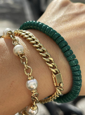 精品绿松石手串直切隔片药片单圈天然高瓷玉化料6-8mm男女款现货