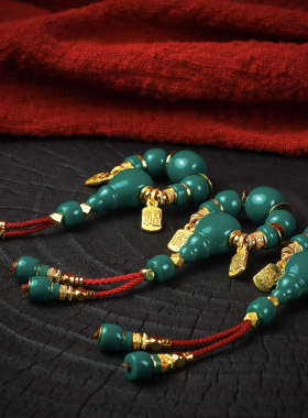 老油绿松石三通腰珠隔珠背云套装文玩金刚菩提子佛珠diy配饰套餐