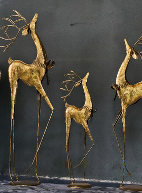 美式复古轻奢鹿网红落地装饰服装店铺橱窗客厅电视机旁玄关大摆件